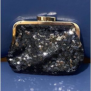 Victoria’s Secret black and silver sequined kiss lock coin purse